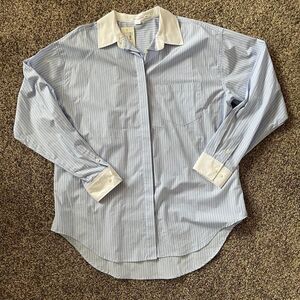 Good American Poplin Good button down striped blouse shirt women’s size Large